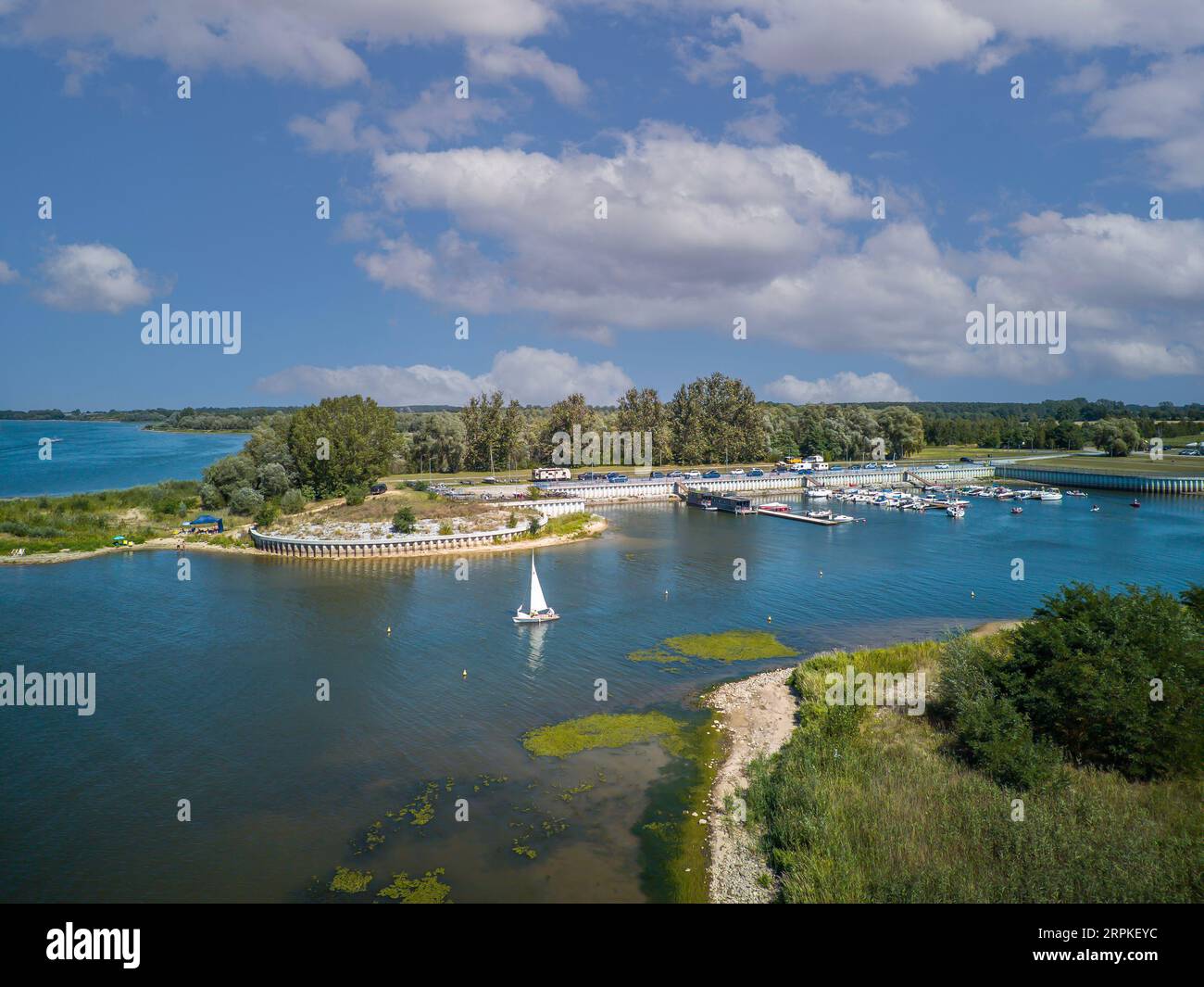 Jeziorsko Reservoir and marina in Peczeniew, Poland. Stock Photo