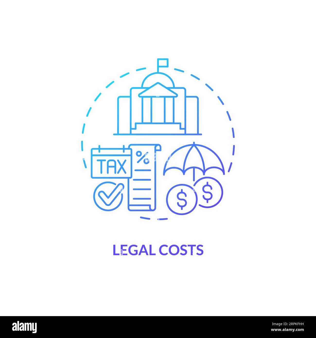 2D legal costs gradient icon concept Stock Vector