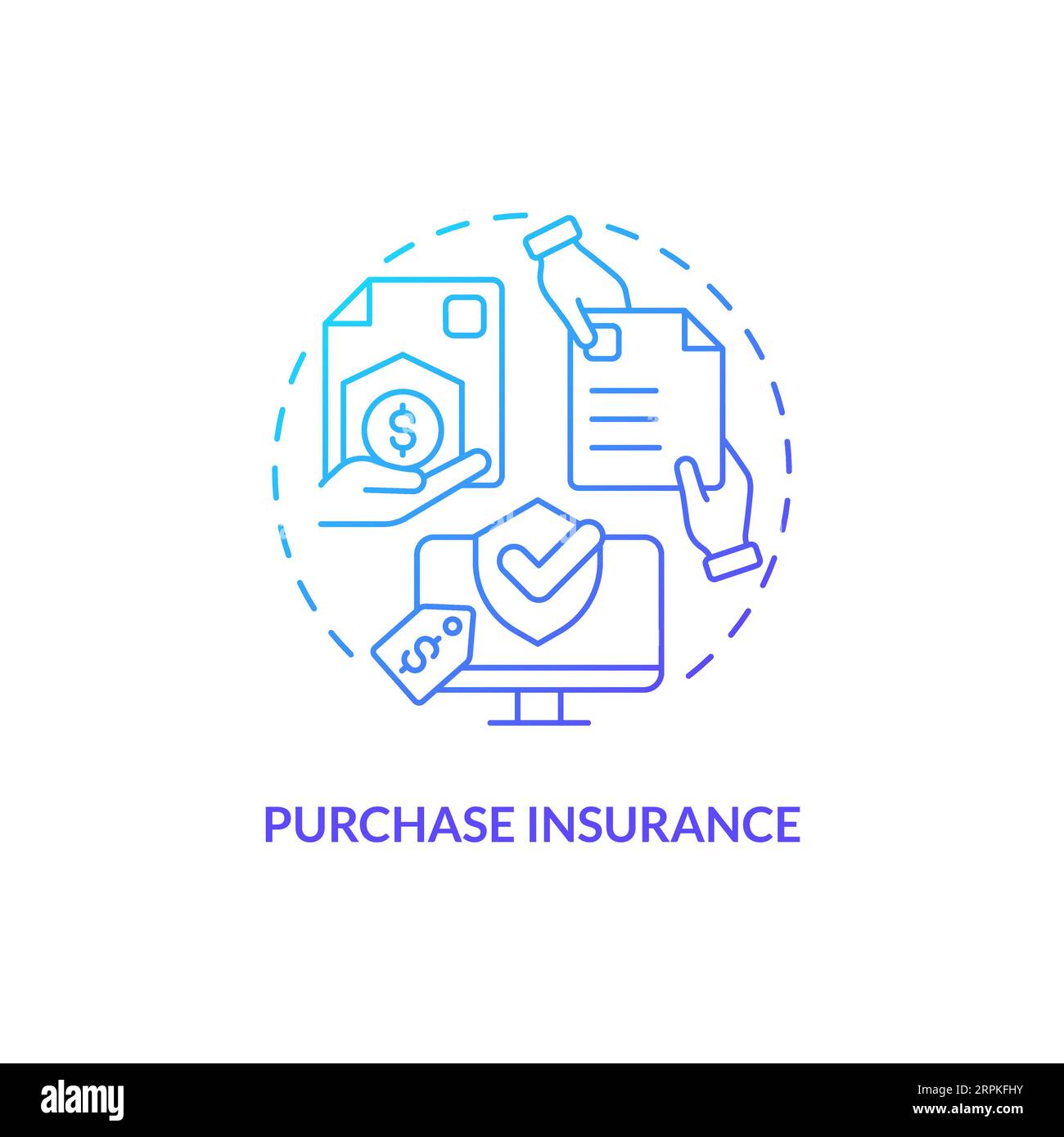 2D purchase insurance gradient icon concept Stock Vector