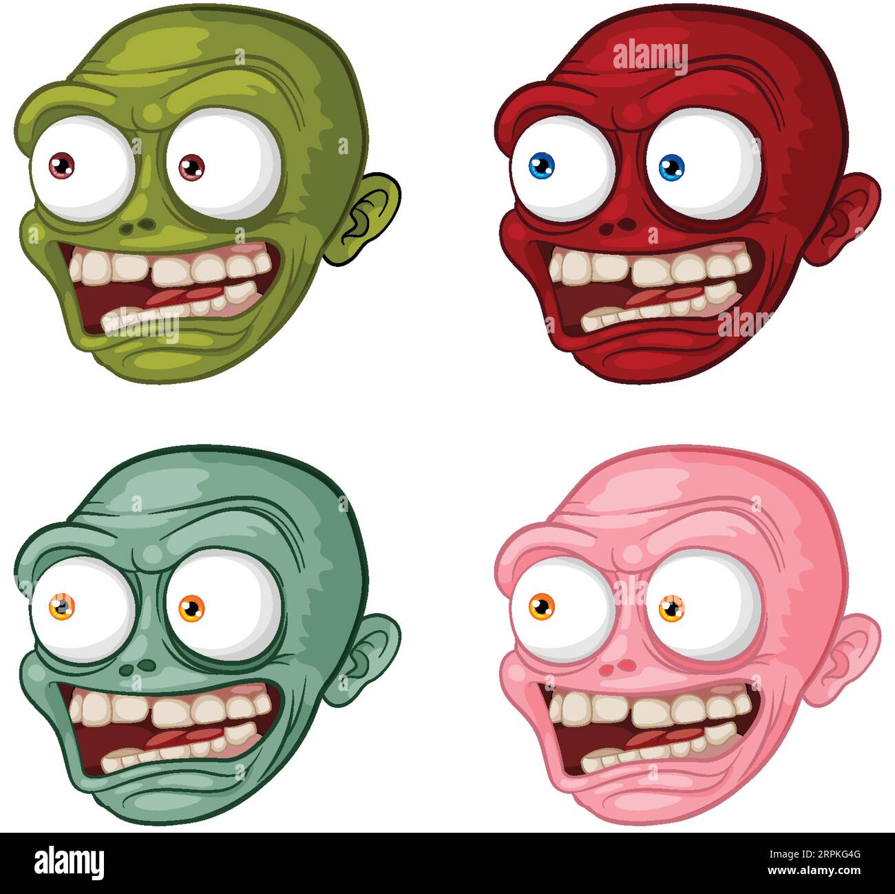 A vector cartoon illustration of a creepy and scary zombie man with a