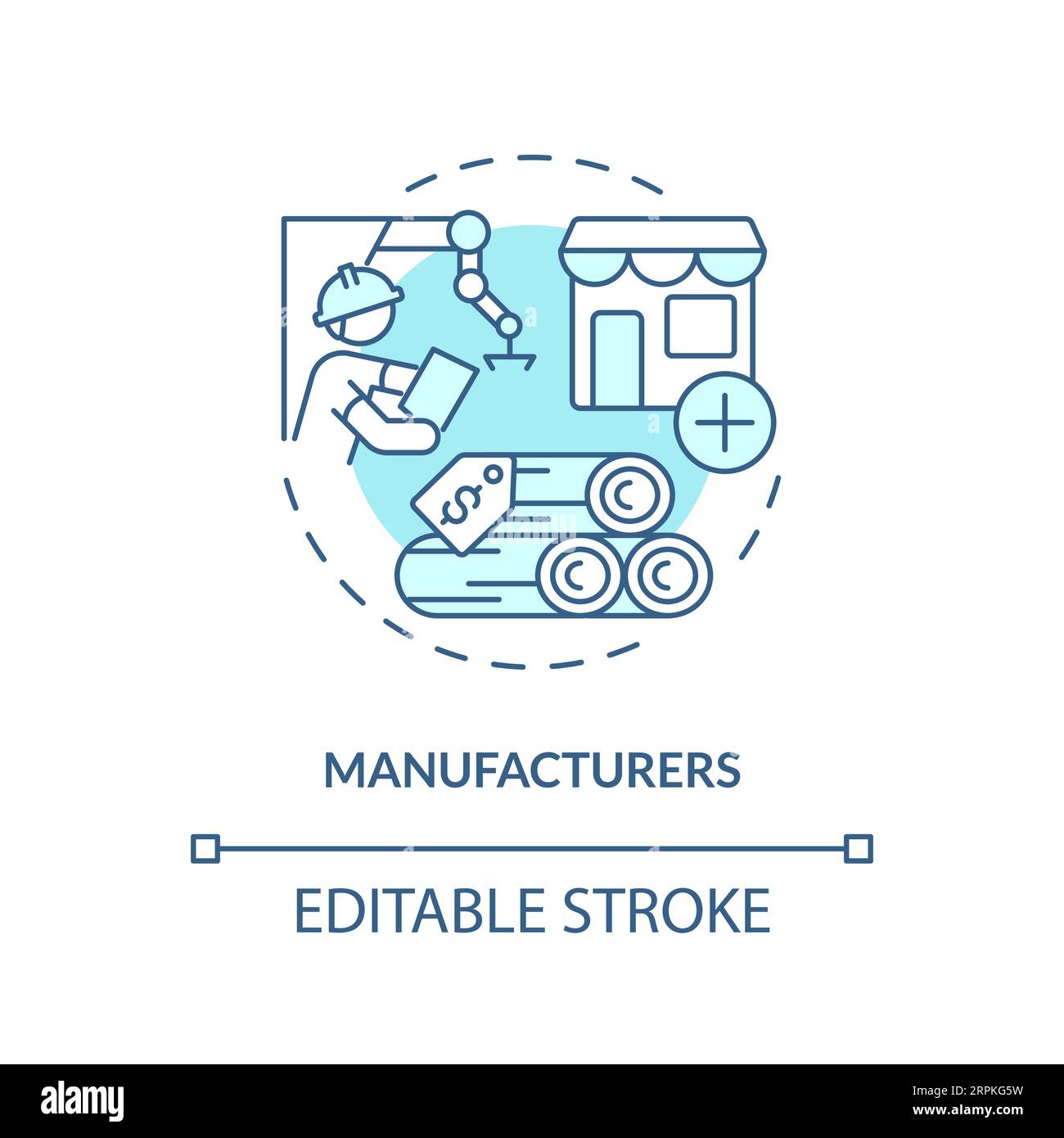 2D customizable manufacturers blue icon concept Stock Vector