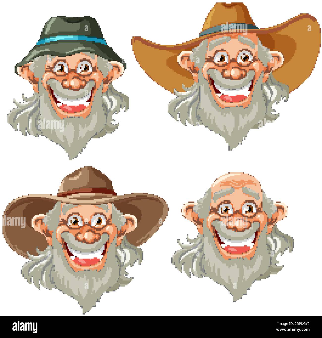Funny Old Farmer Collection illustration Stock Vector Image & Art - Alamy