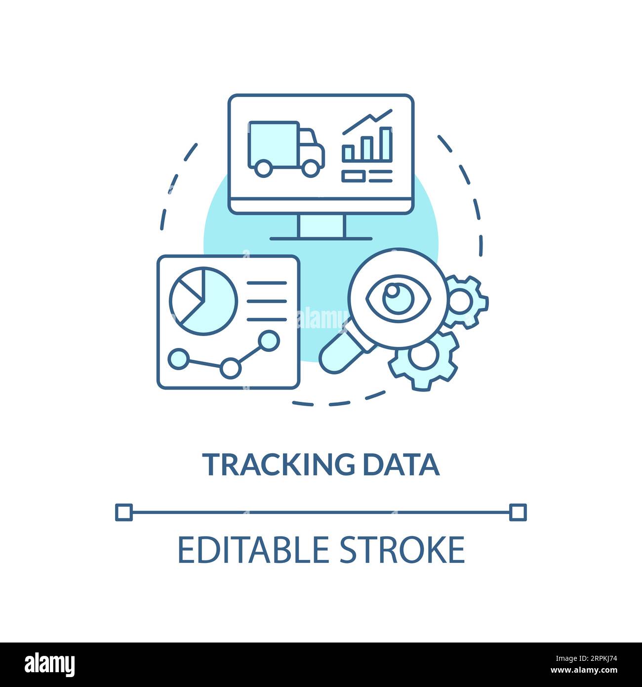 2D customizable tracking data blue icon concept Stock Vector