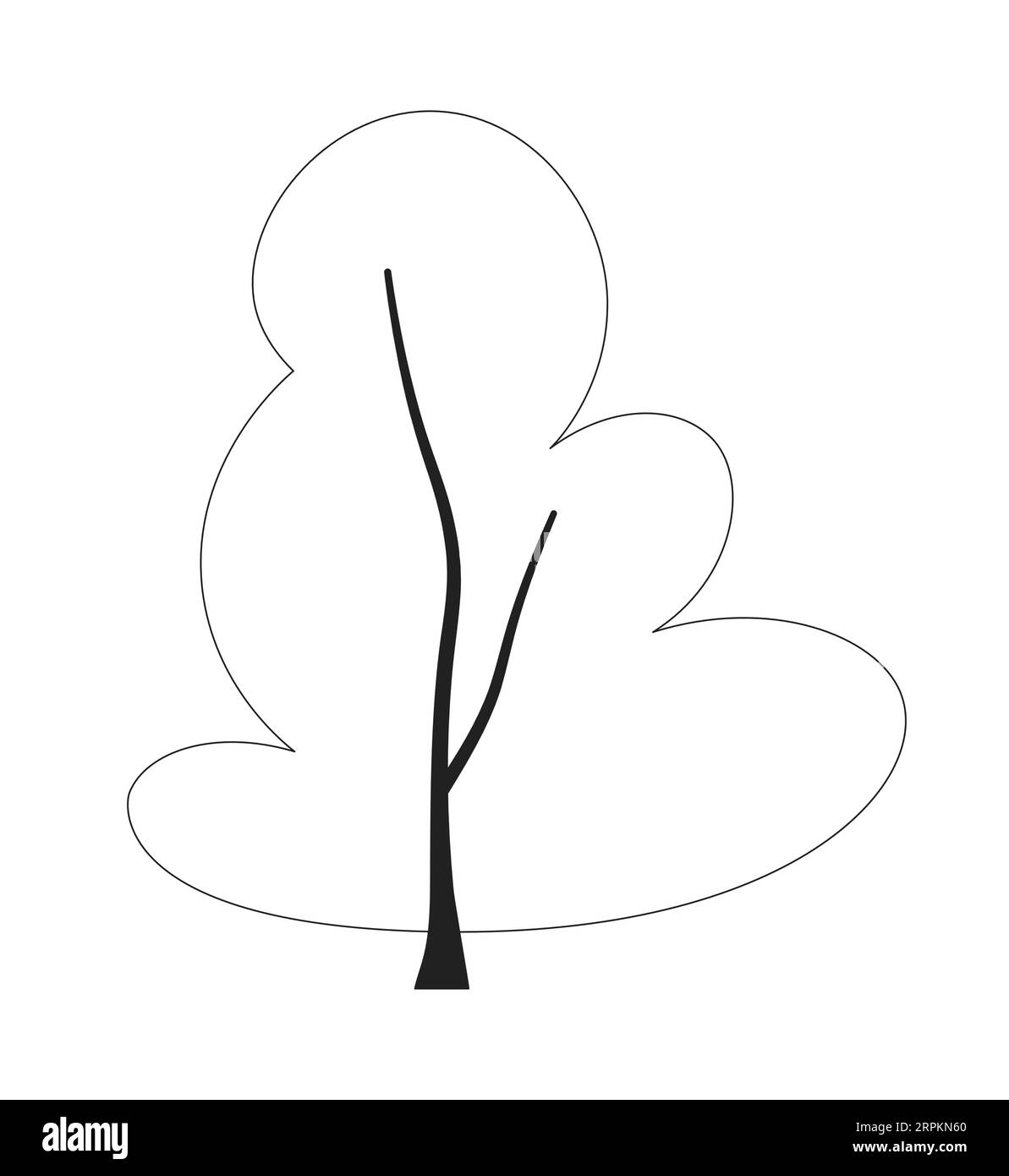 Evergreen park tree monochrome flat vector object Stock Vector Image