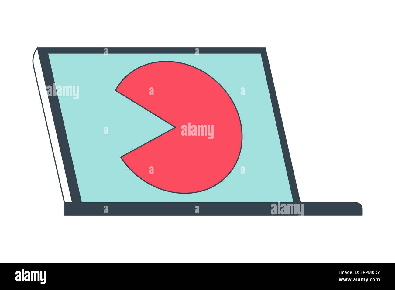 Open laptop flat line color isolated vector object Stock Vector