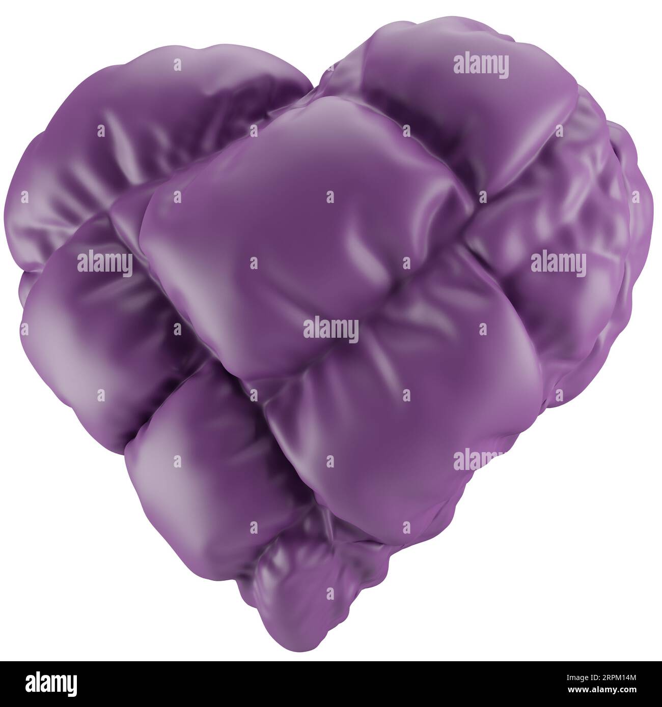3D Render violet Heart Illustration, inflated heart balloon clipart ...
