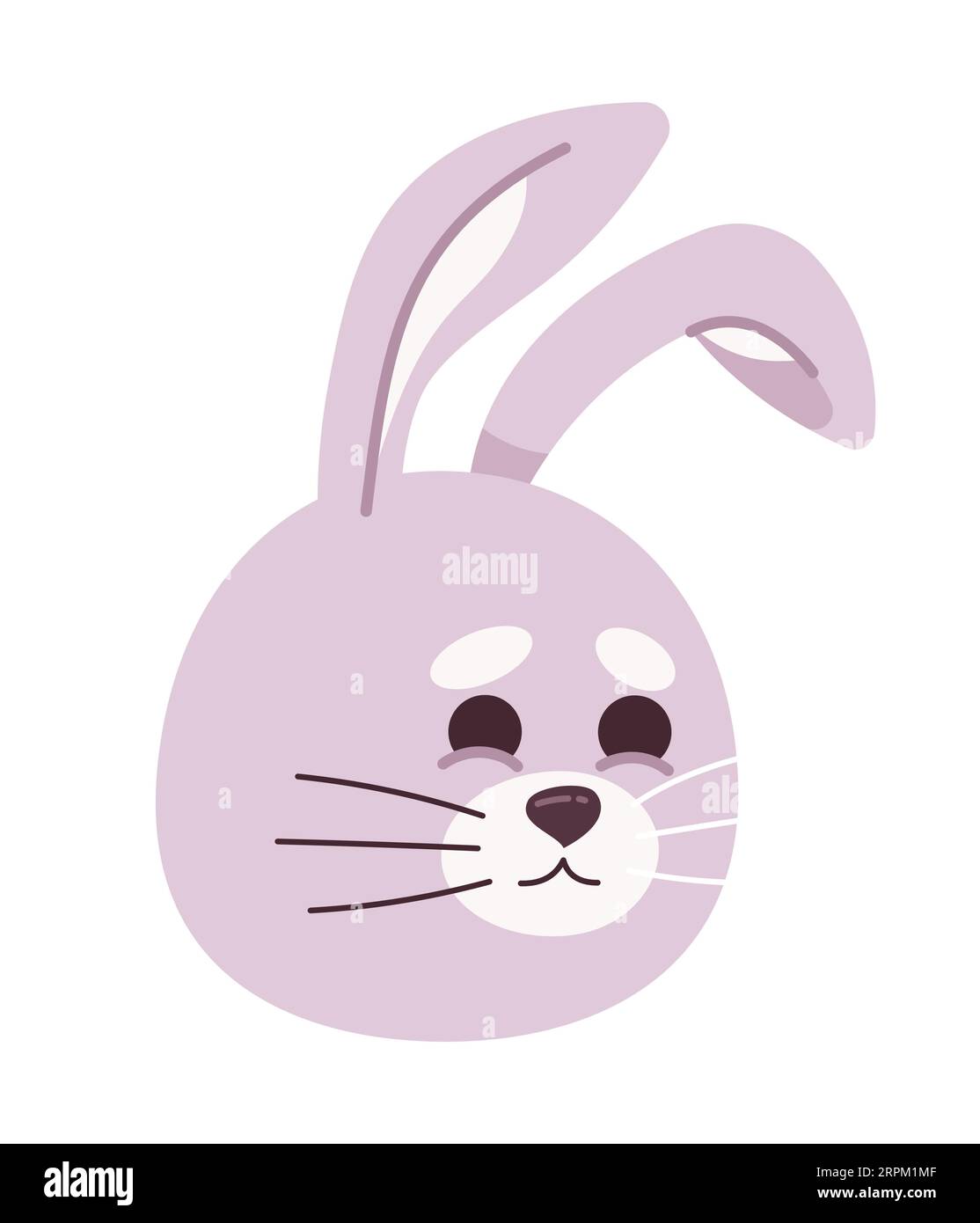 Cute bunny with relieved smile semi flat vector character head Stock Vector