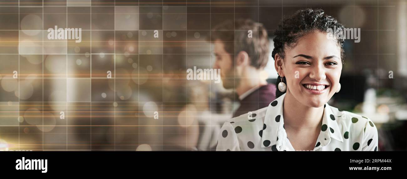 Portrait woman workplace banner hi-res stock photography and images - Alamy