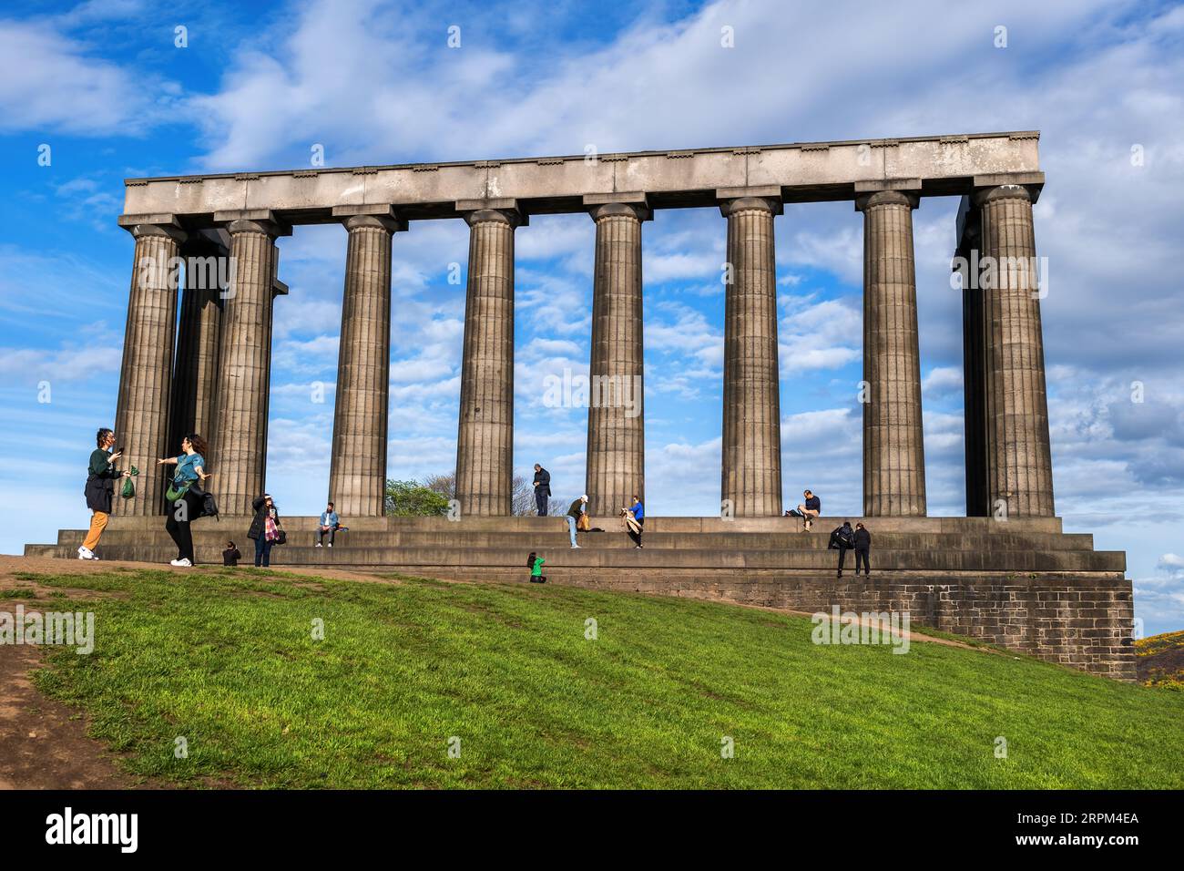 Edinburgh, Scotland, UK - May 9, 2023 - National Monument of Scotland on the Calton Hill, city landmark. Stock Photo