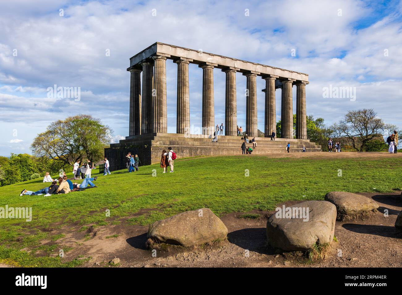 Edinburgh, Scotland, UK - May 9, 2023 - National Monument of Scotland on the Calton Hill, city landmark. Stock Photo