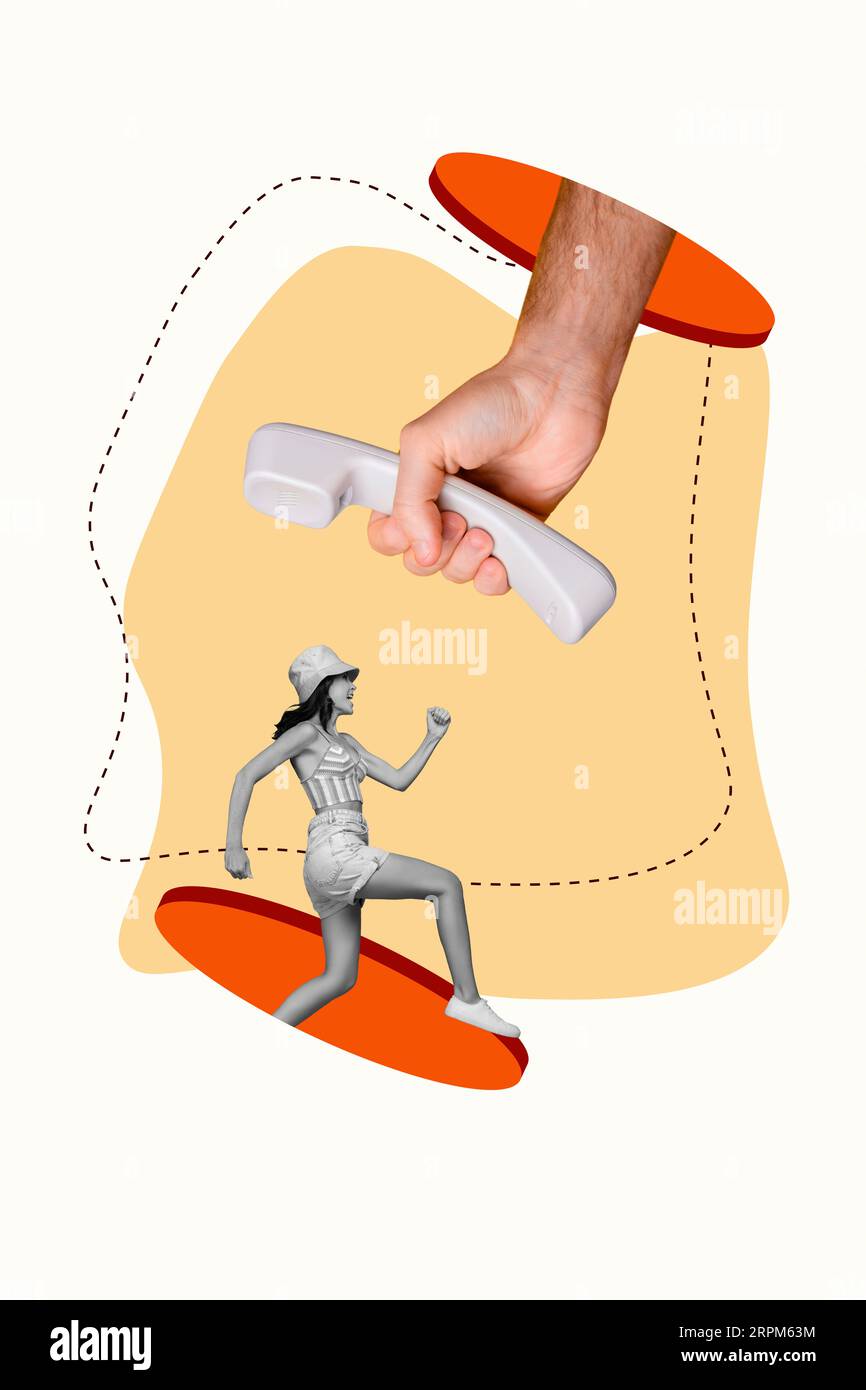 Vertical composite artwork collage of funny helpline customer support ...