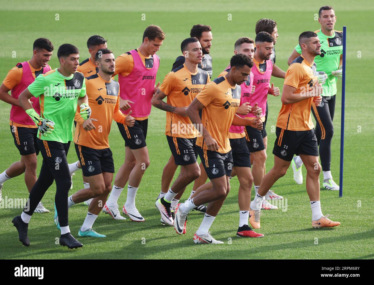 Getafe's Mason Greenwood (centre) during a training session at Estadio Coliseum Alfonso Perez, Getafe, Spain. The 21-year-old joined the LaLiga side on loan from Manchester United, who suspended him in January 2022 over allegations relating to a young woman after images and videos were posted online, on transfer deadline day. Picture date: Tuesday September 5, 2023. Stock Photo