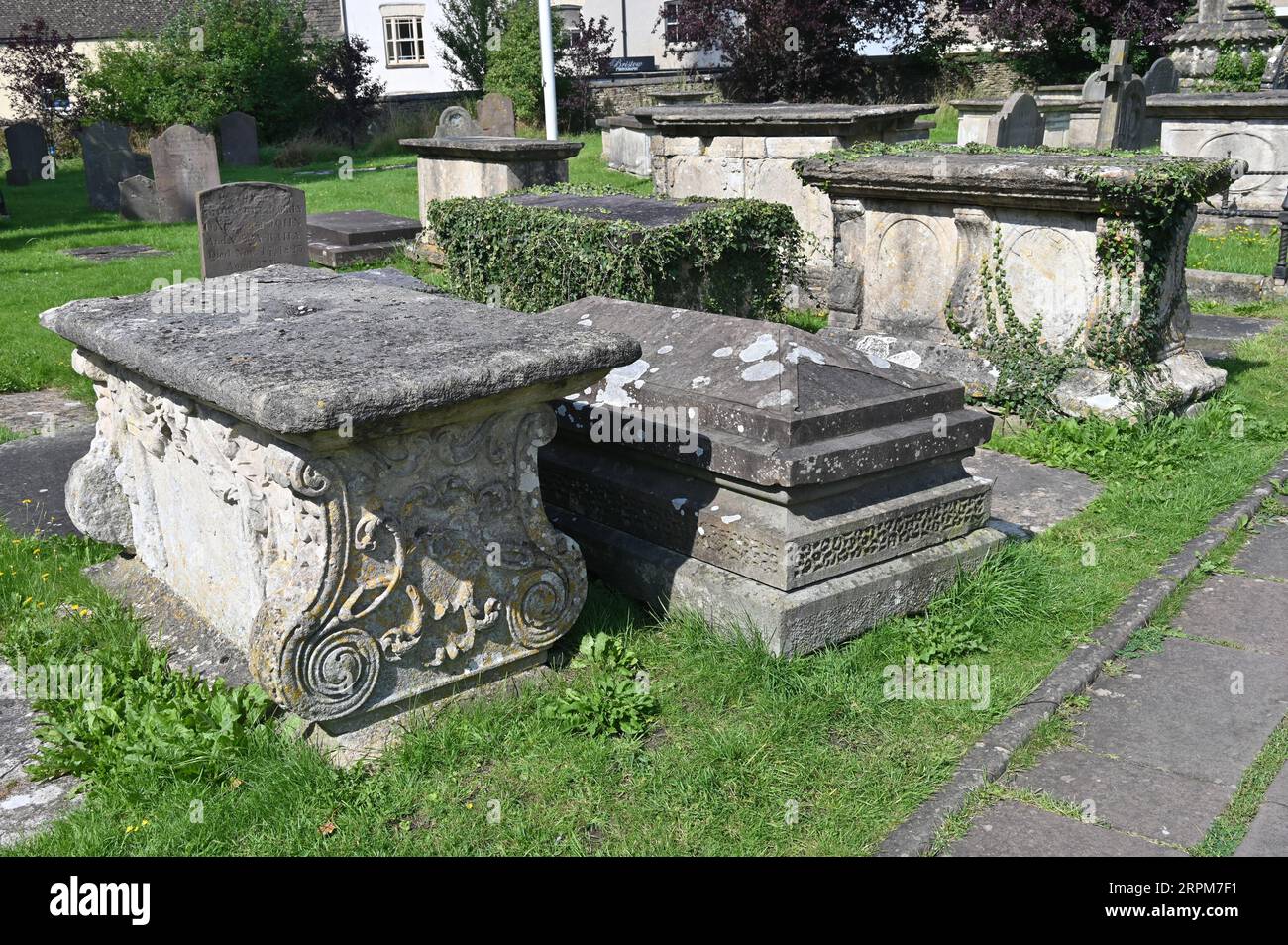 Bale tombs, St Mary's Churchyard, Tetbury, Gloucestershire Stock Photo
