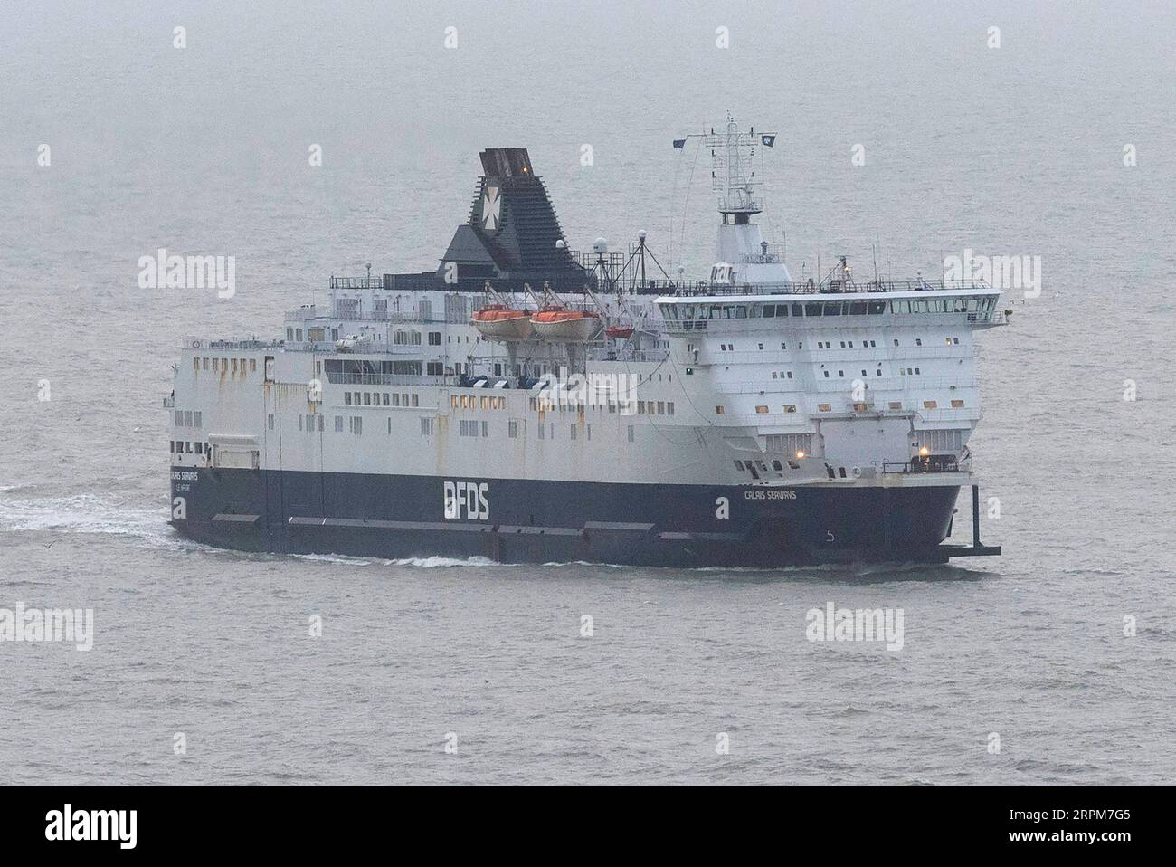 200201 -- DOVER, Feb. 1, 2020 -- A ferry crosses the Dover Strait heading for the Port of Dover on the first day after Brexit in Dover, Britain, Feb. 1, 2020. Britain officially left the European Union EU at 11 p.m. 2300 GMT Friday, putting an end to its 47-year-long membership of the world s largest trading bloc. Photo by Ray Tang/Xinhua BRITAIN-DOVER-PORT-AFTER BREXIT HanxYanRayTang PUBLICATIONxNOTxINxCHN Stock Photo
