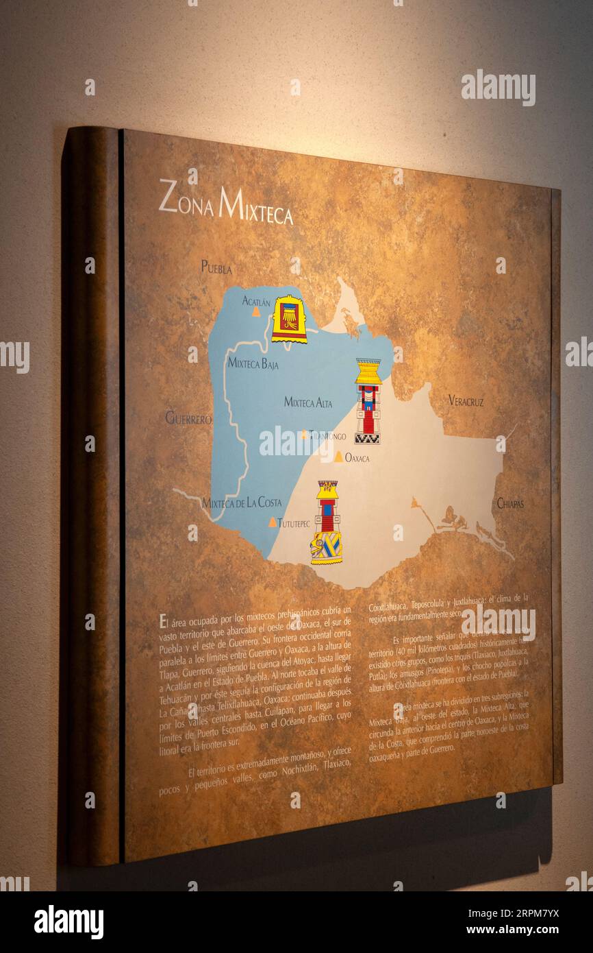 Zona Mixteca Regional Map  at Museo Nacional de Antropología, large Central Courtyardin Mexico City, Mexico Stock Photo