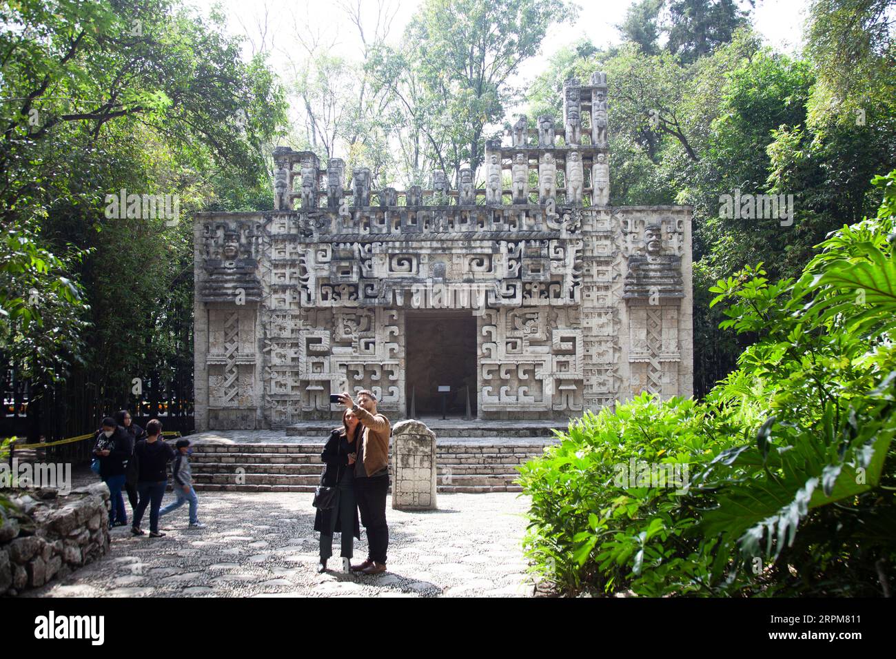 Hochob Edifice Reproduction in Gardens of Museo Nacional de Antropología in Mexico City, Mexico Stock Photo