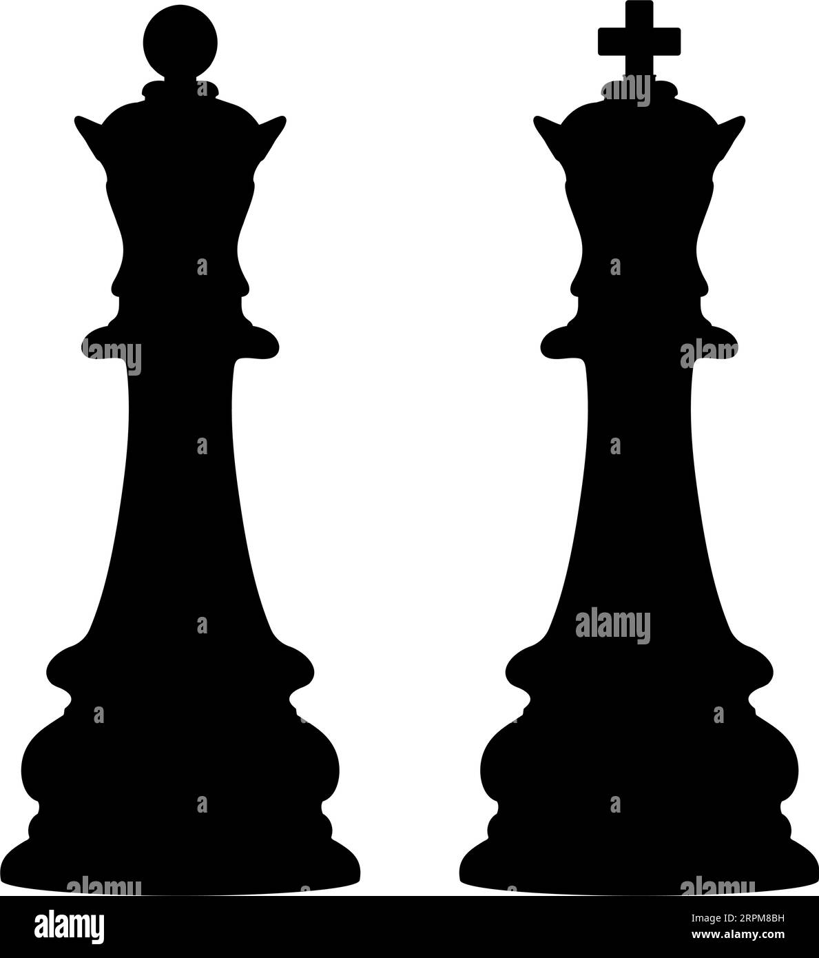 King and Queen chess piece silhouette. Vector illustration Stock Vector