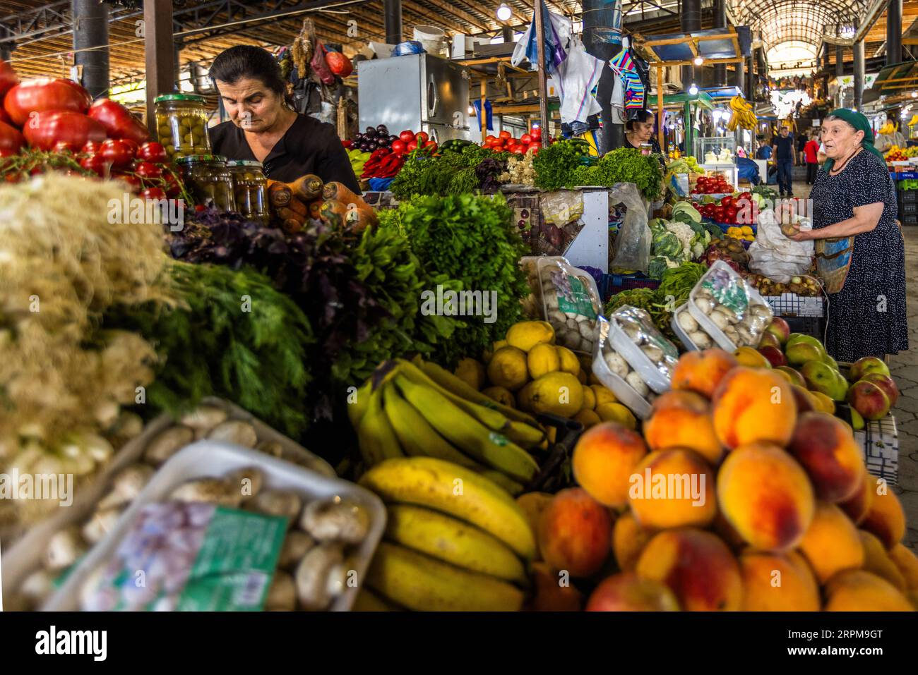 Covered farmers' market in Telavi, the capital of the Georgian province of Kakheti Stock Photo