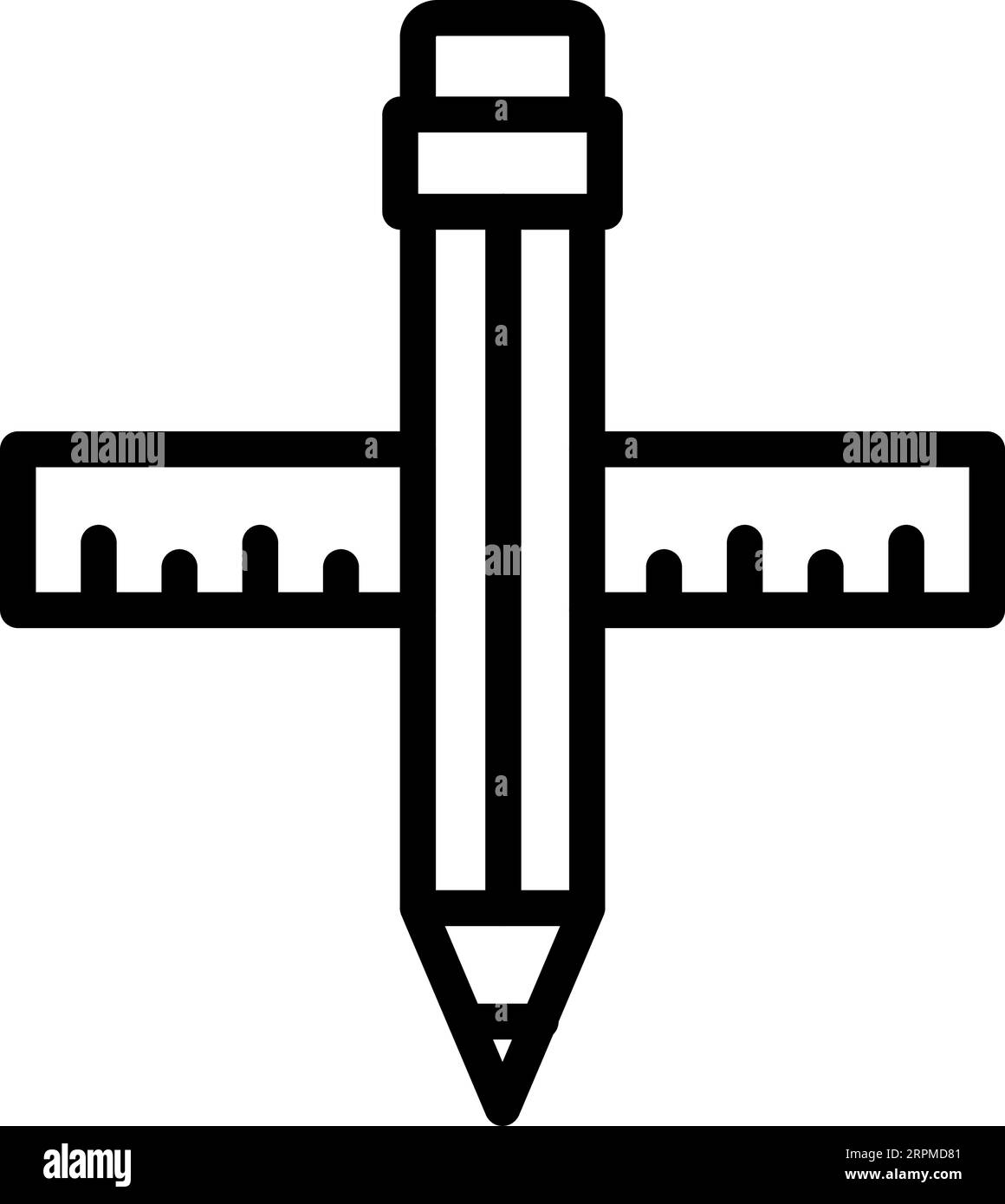 Line icon of ruler and pencil as an editable outline for web design