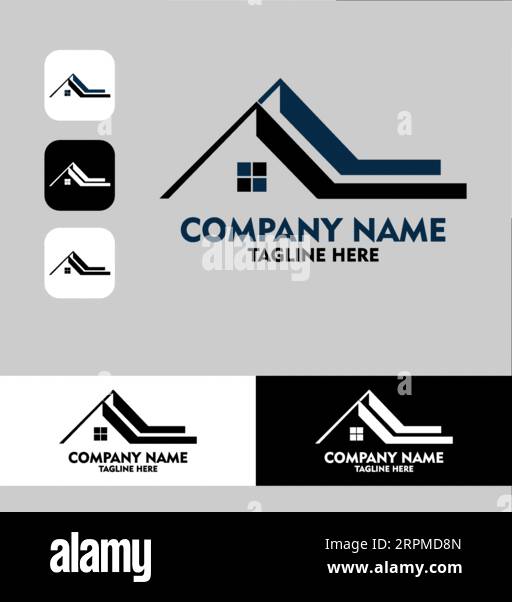Real Estate Logo Design Building, Home, Architect, House, Construction, Property Real Estate Brand Identity Template with Real Estate Icon Design Vol Stock Vector