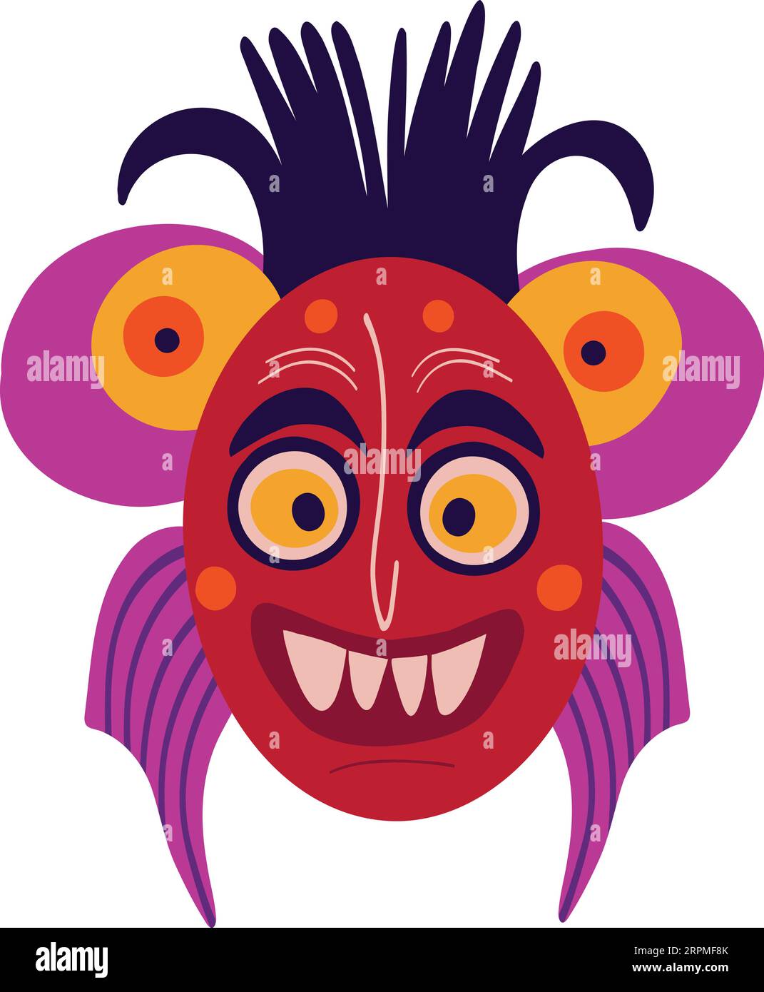 Vibrant freaky ugly Demon. Halloween character. Cute bizarre comic characters in modern flat hand drawn style Stock Vector