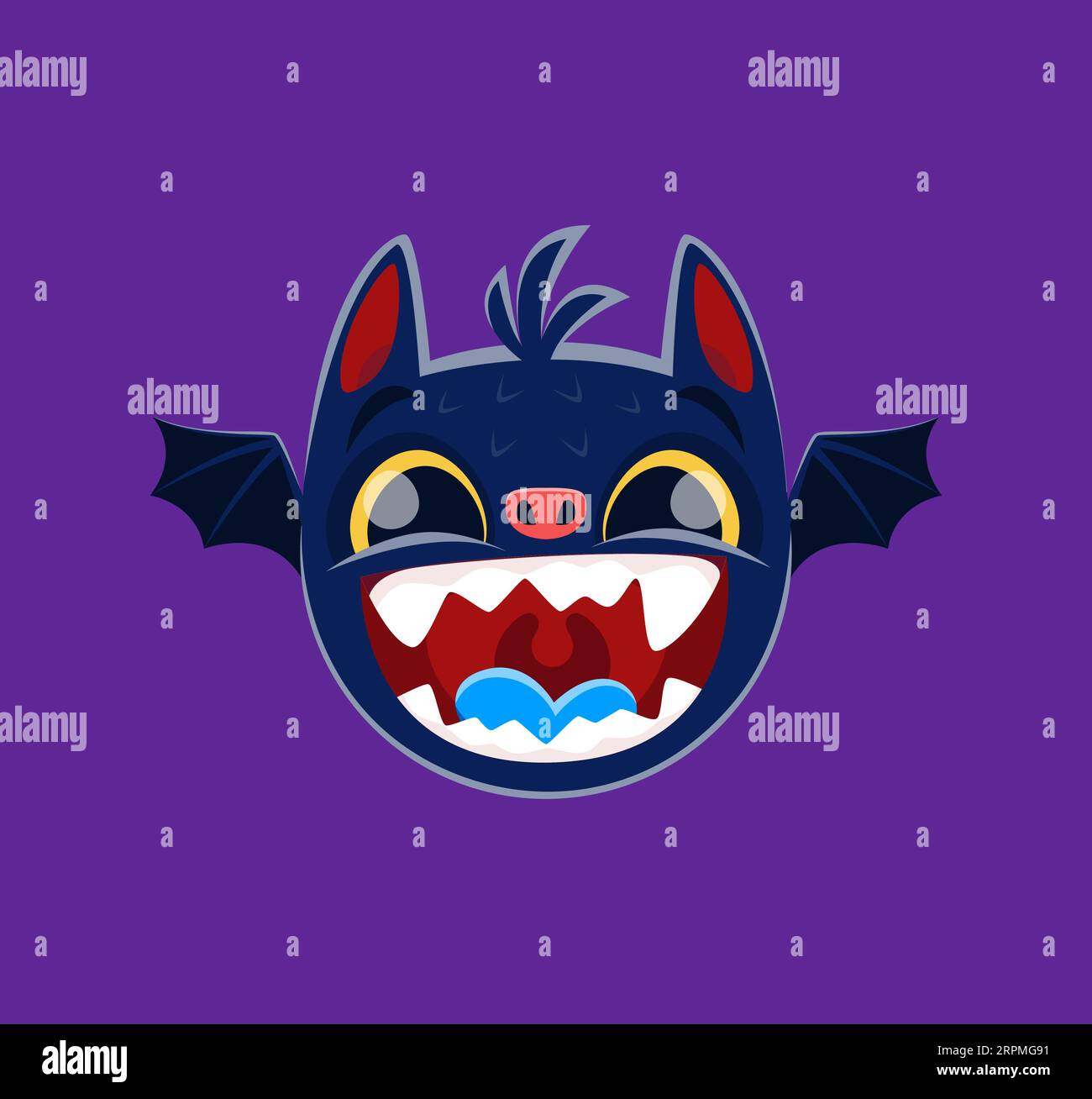 Cartoon halloween bat emoji character. Isolated vector vampire animal