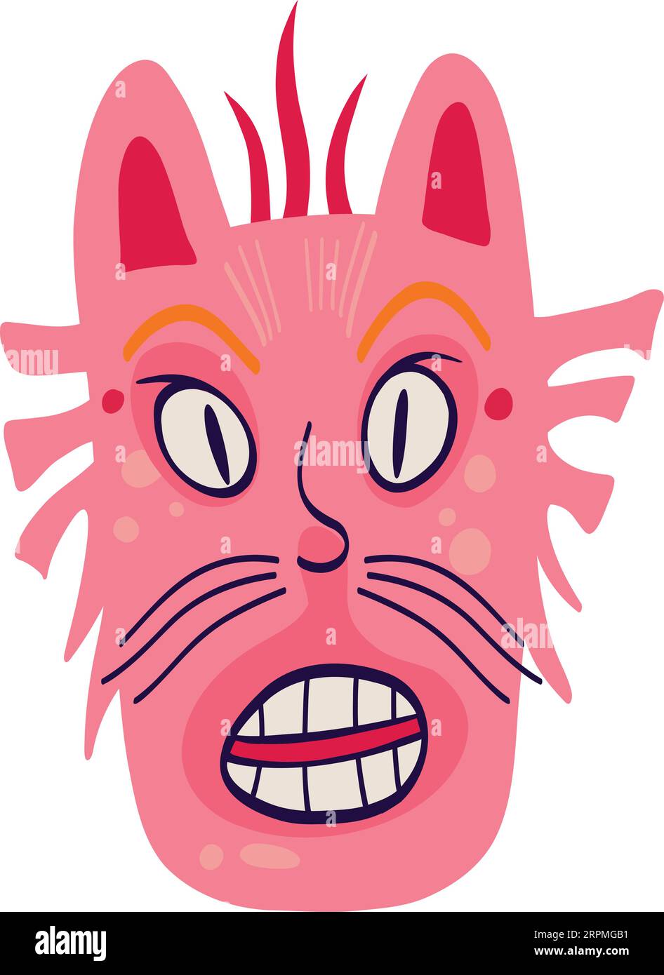 Cute little pink monster with strange creepy face. Halloween character in modern cartoon style Stock Vector
