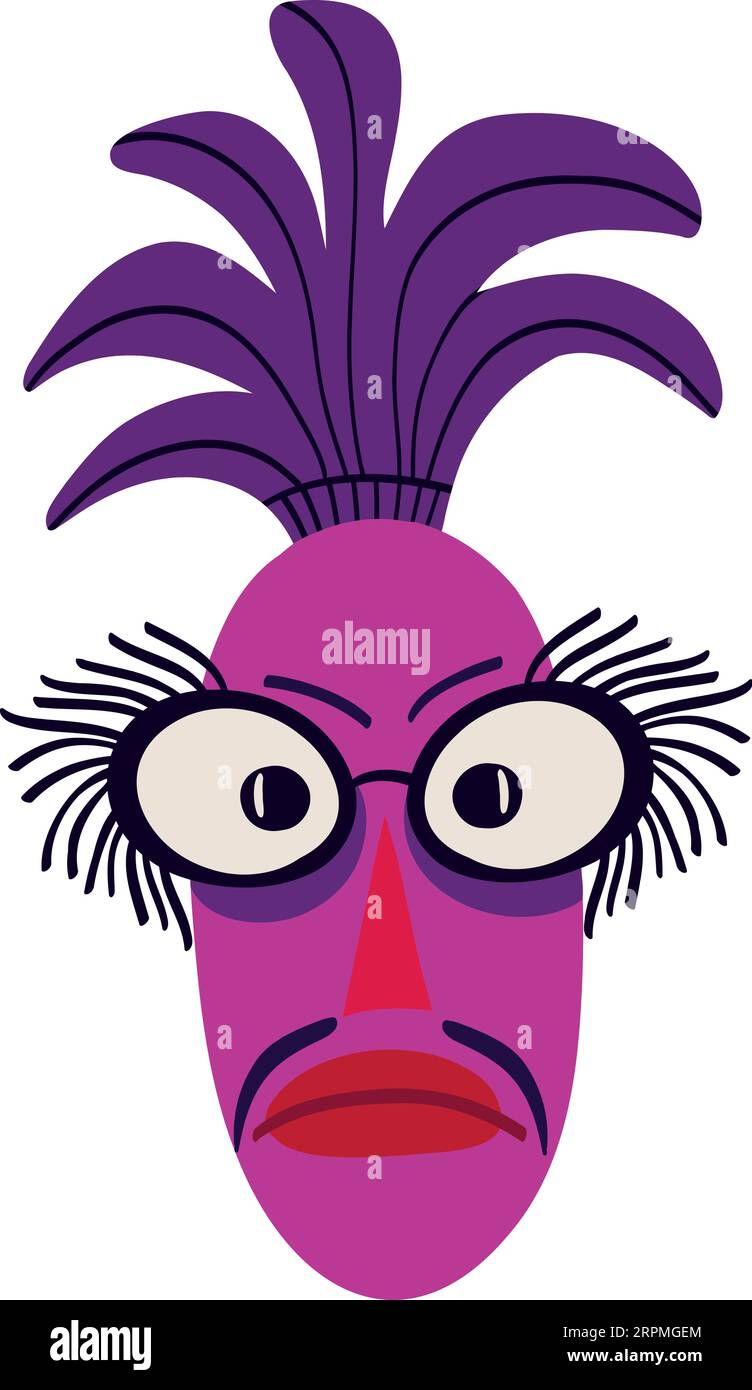 Funny funky character with stupid face. Illustration in a modern flat style for Halloween Stock Vector