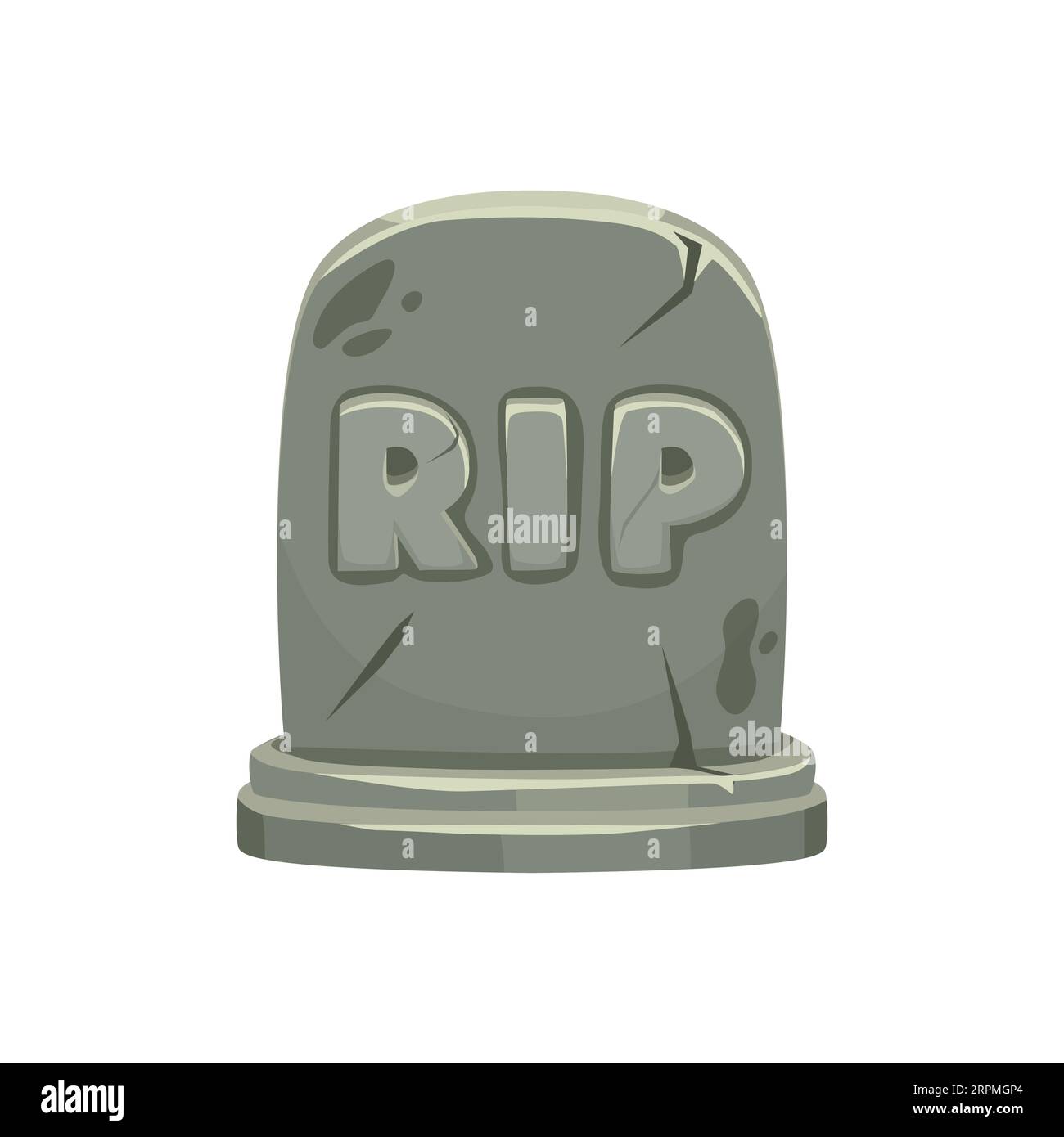 Cartoon Halloween emoji, isolated vector weathered tombstone, with rip