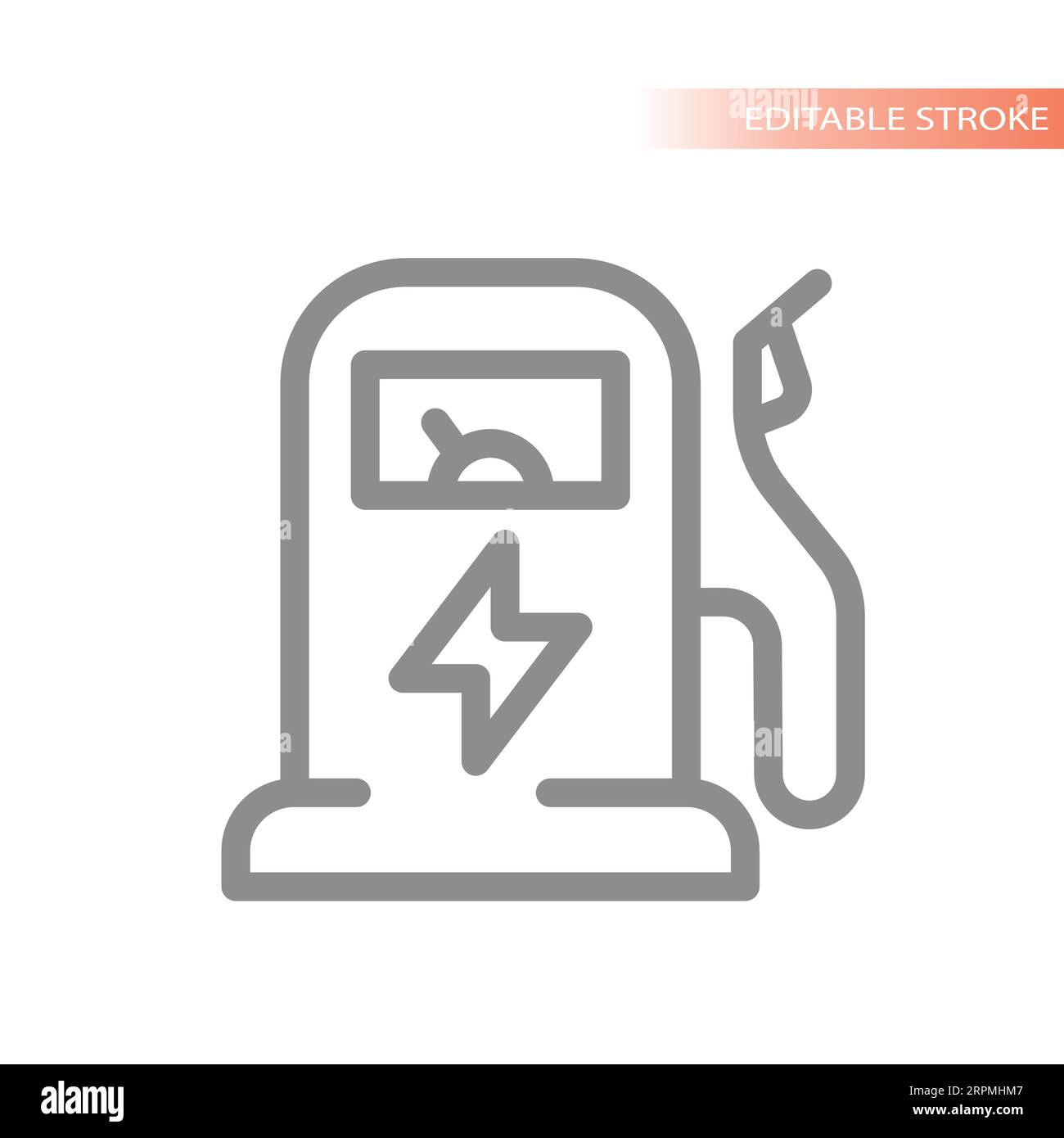 Fuel tank and gas station for electric car. Car charger pump outline vector icon. Stock Vector