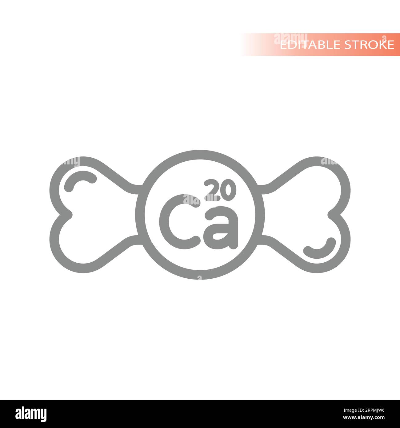Calcium bone line vector icon. Supplement or food symbol. Stock Vector