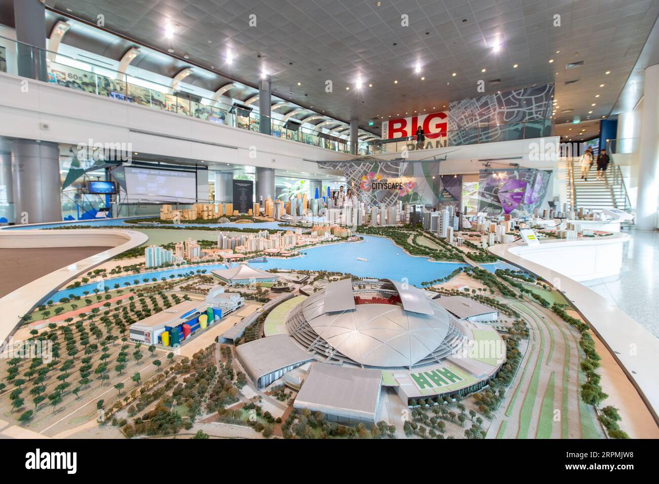 Interior view of Singapore Smart Nation Cityscape in sand model size for the visitors to look through the entire city in detail. Stock Photo