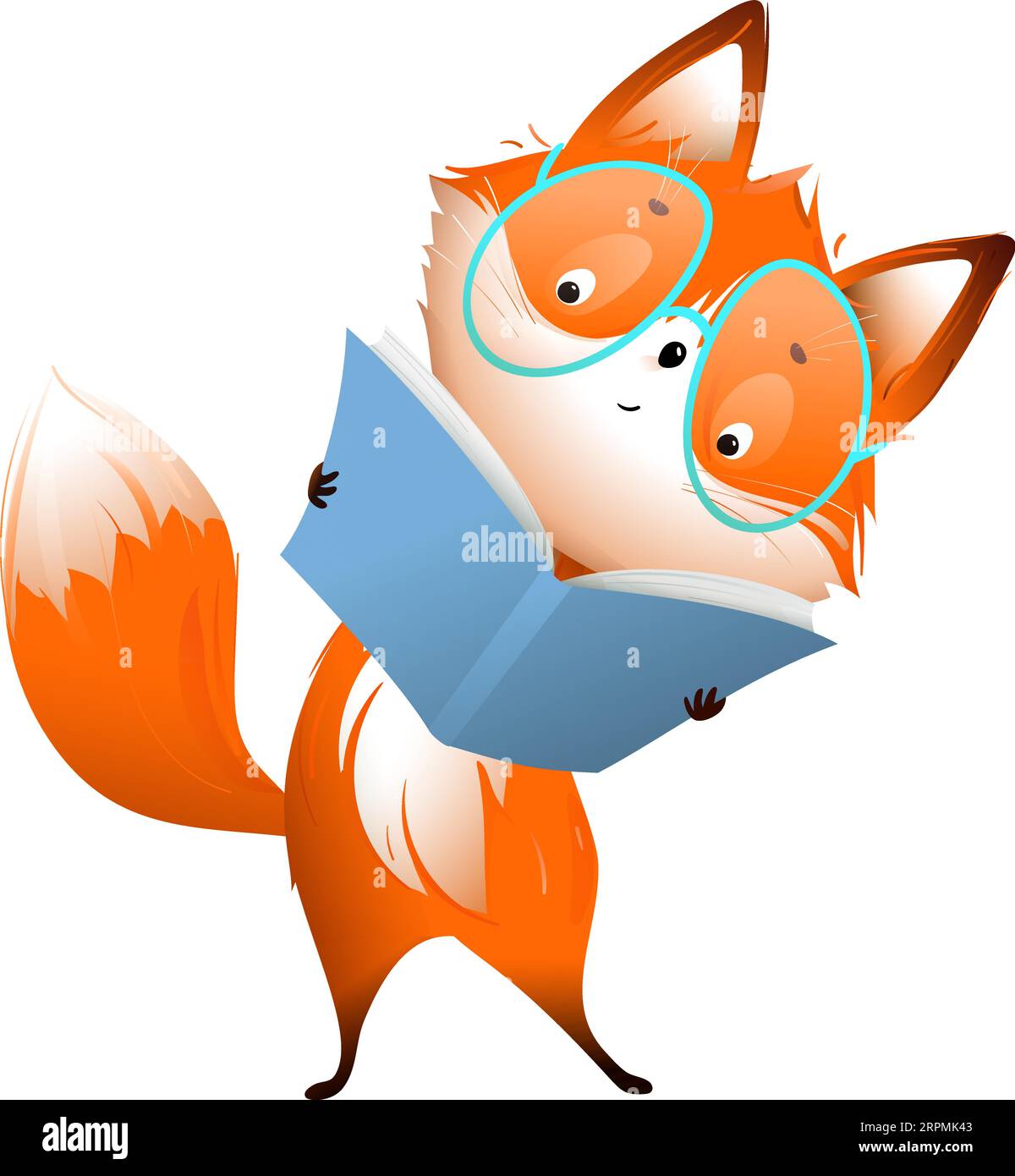 Animal Character Baby Fox Reading Kids Tale Book Stock Vector Image