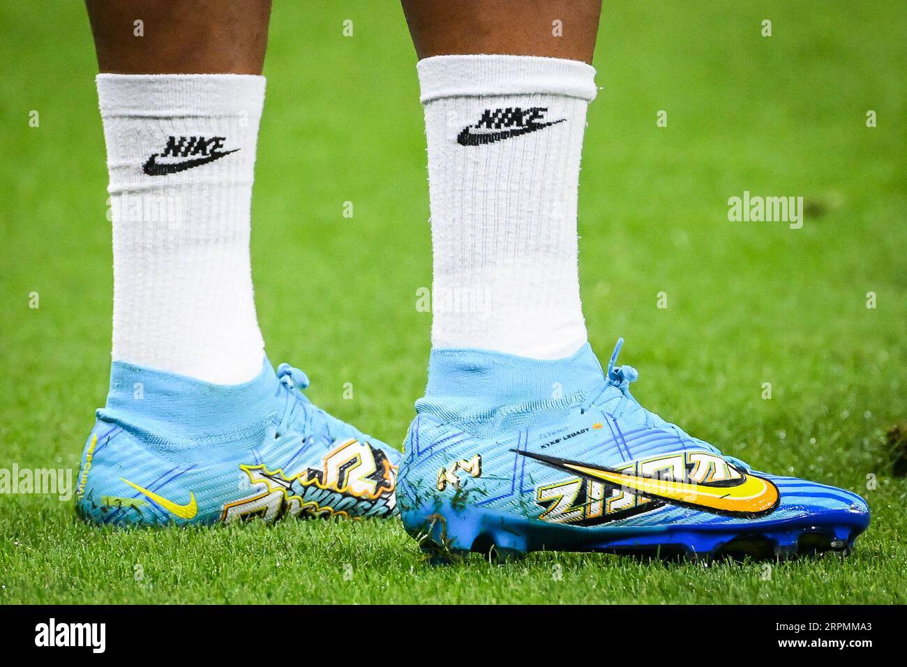 Lyon, France. 03rd Sep, 2023. Illustration of the Nike Zoom Mercurial  Superfly 9 Elite shoes of Kylian Mbappe of PSG during the Ligue 1 Uber Eats  match between Olympique Lyonnais and Paris