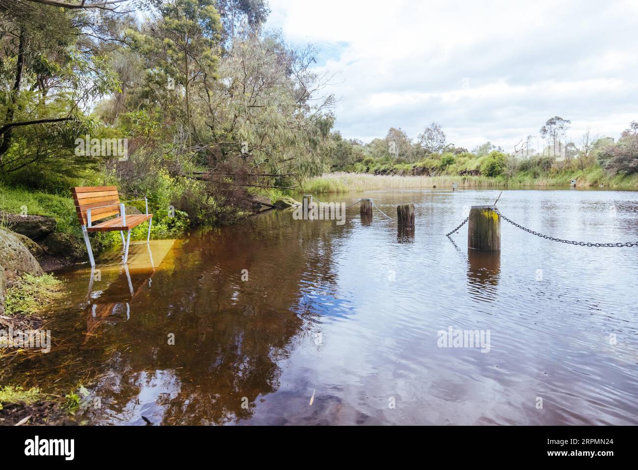 MELBOURNE, AUSTRALIA, OCTOBER 14 Darebin Parklands heavily flooded on