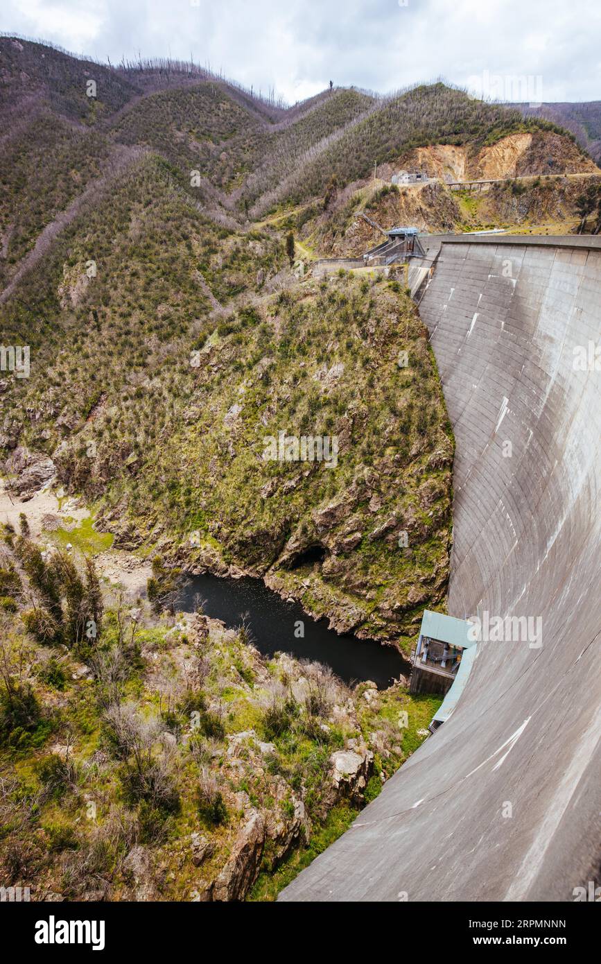 Tumut Pond Dam from the Tumut River forming as part of the Snowy