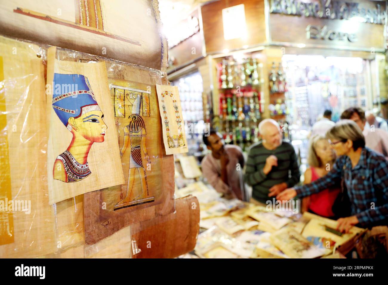 200216 -- CAIRO, Feb. 16, 2020 Xinhua -- Tourists visit a market in Luxor, Egypt on Oct. 11, 2019. Due to an outbreak of the novel coronavirus pneumonia, which originated in China s central city of Wuhan late last year, many Chinese tourists who had planned to travel abroad during the week-long Spring Festival holiday chose instead to stay at home. Despite the apparent impact from the declining number of Chinese visitors right now, the Egyptian people have expressed their confidence in China s ability to overcome the disease and voiced hopes for the return of Chinese travelers as soon as possi Stock Photo