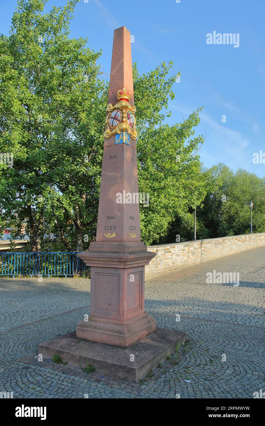 Electoral Saxon post office milepost built 1725 with royal PolishLithuanian coat of arms at the