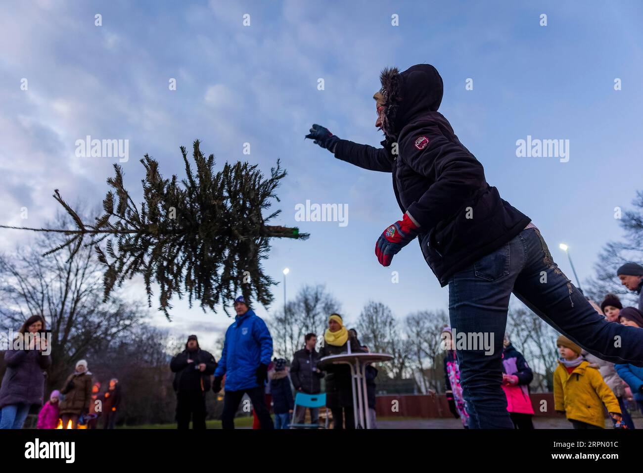 Unofficial world championships in Christmas tree throwing. The trees