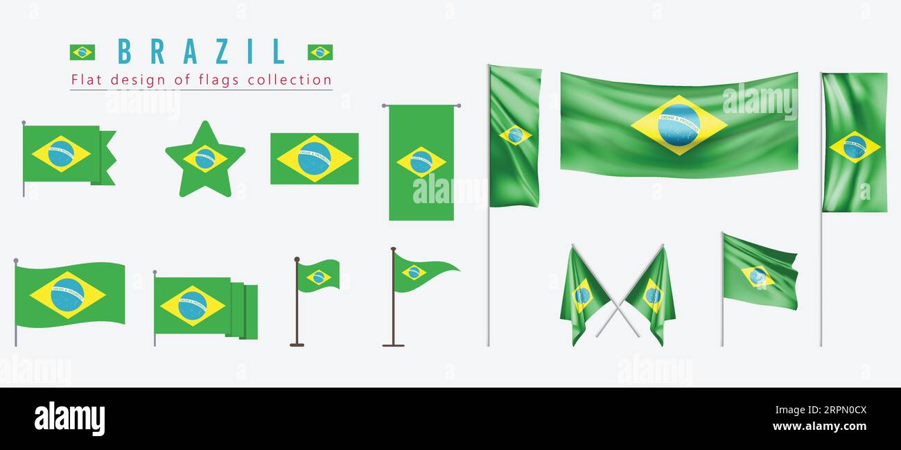 brazil flag, flat design of flags Stock Vector