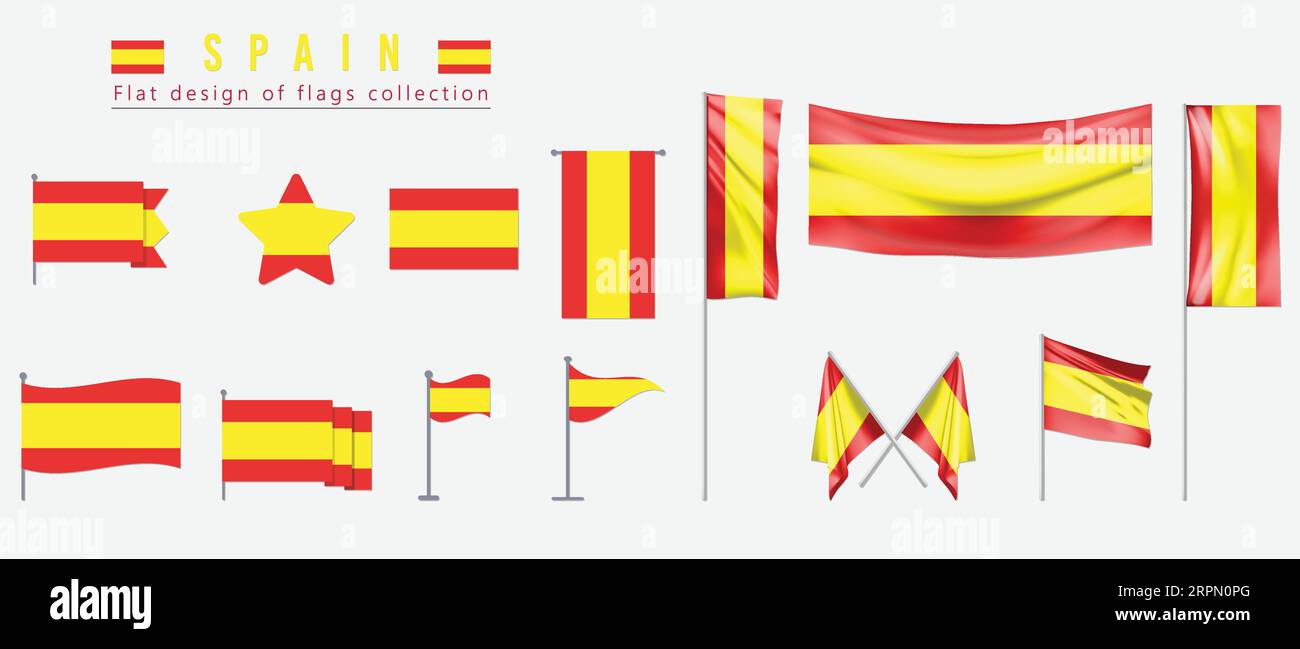spain flag, flat design of flags collection Stock Vector