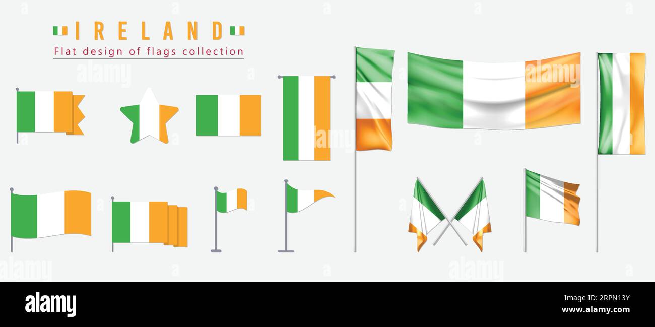 ireland flag, flat design of flags collection Stock Vector Image & Art Alamy