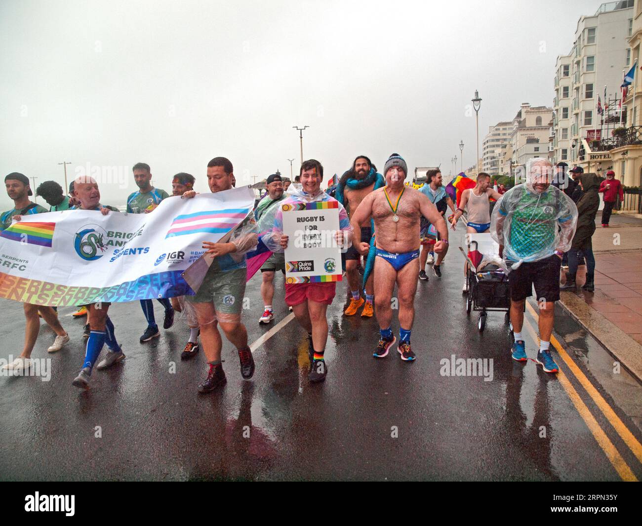 Rugby players take part in Brighton Pride 2023 Stock Photo