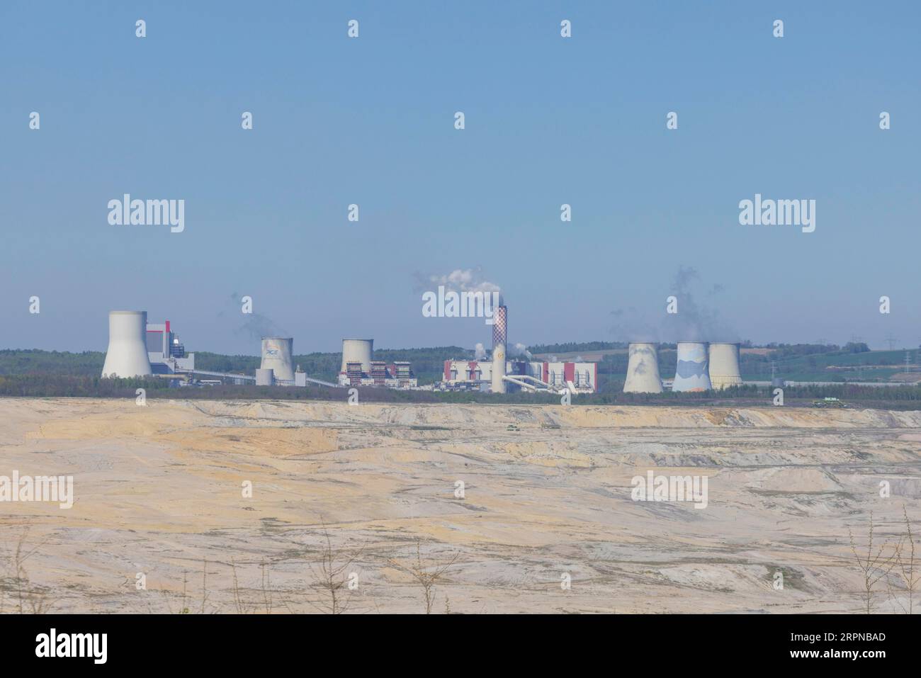 The Turow opencast mine, officially PGE Gornictwo i Energetyka Konwencjonalna S.A., Oddzial KWB Turow, is a large-scale opencast lignite mine in Stock Photo