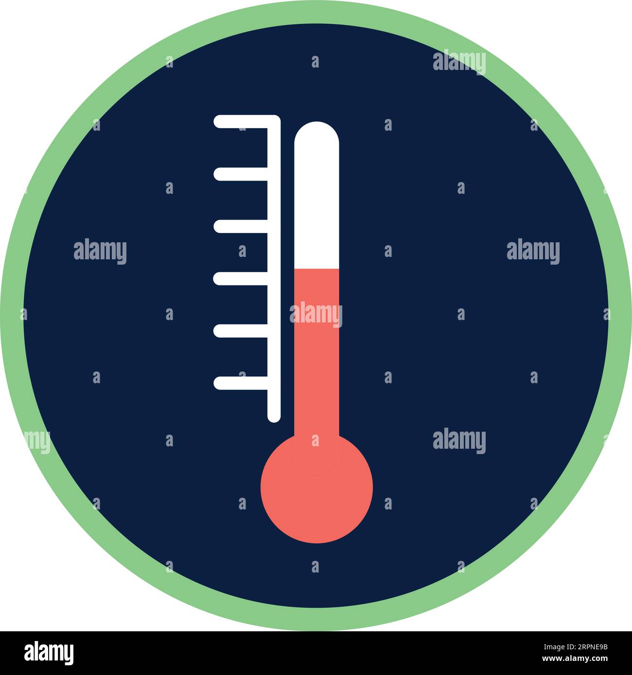 Temperature measure round icon. Thermometer symbol. Heat sign Stock