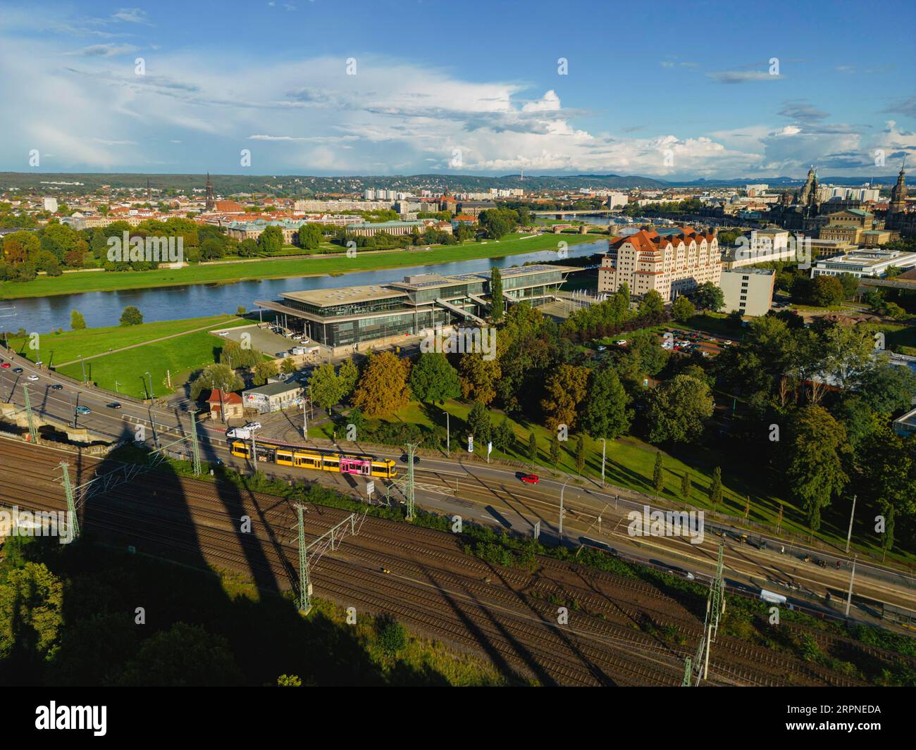 Congress Centre and Maritim Hotel am Elbufer Stock Photo