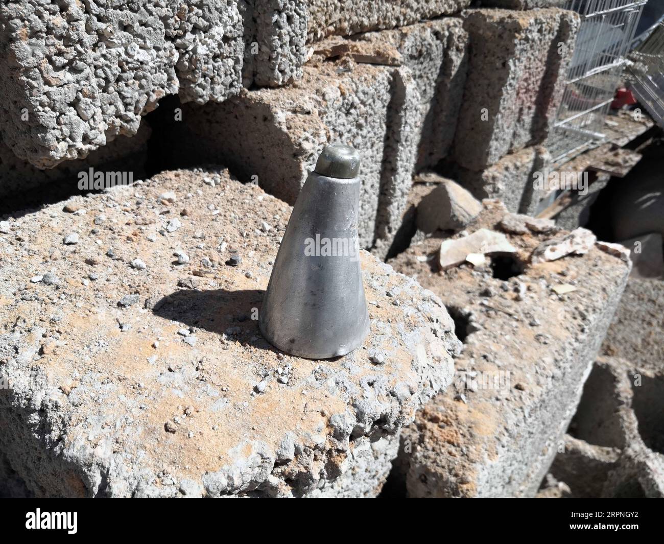 200228 -- TRIPOLI, Feb. 28, 2020 Xinhua -- A large piece of the missile is seen in a destroyed house in Abu Salim, southern Tripoli, Libya, Feb. 28, 2020. The forces of the UN-backed Libyan government said on Friday that the rival east-based army attacked the Mitiga International Airport in Tripoli with heavy shelling. Haftar commander of the east-based army targeted the Mitiga Airport and its surroundings, as well as a number of residential neighborhoods in the capital Tripoli, with more than 60 Grad missiles, the UN-backed government forces said in a statement. Photo by Hamza Turkia/Xinhua L Stock Photo