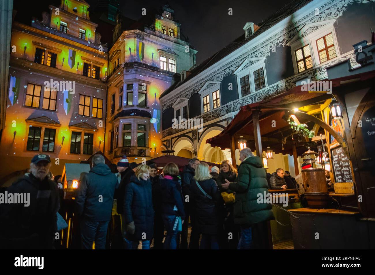 Medieval Christmas market in the stable yard of Dresden's