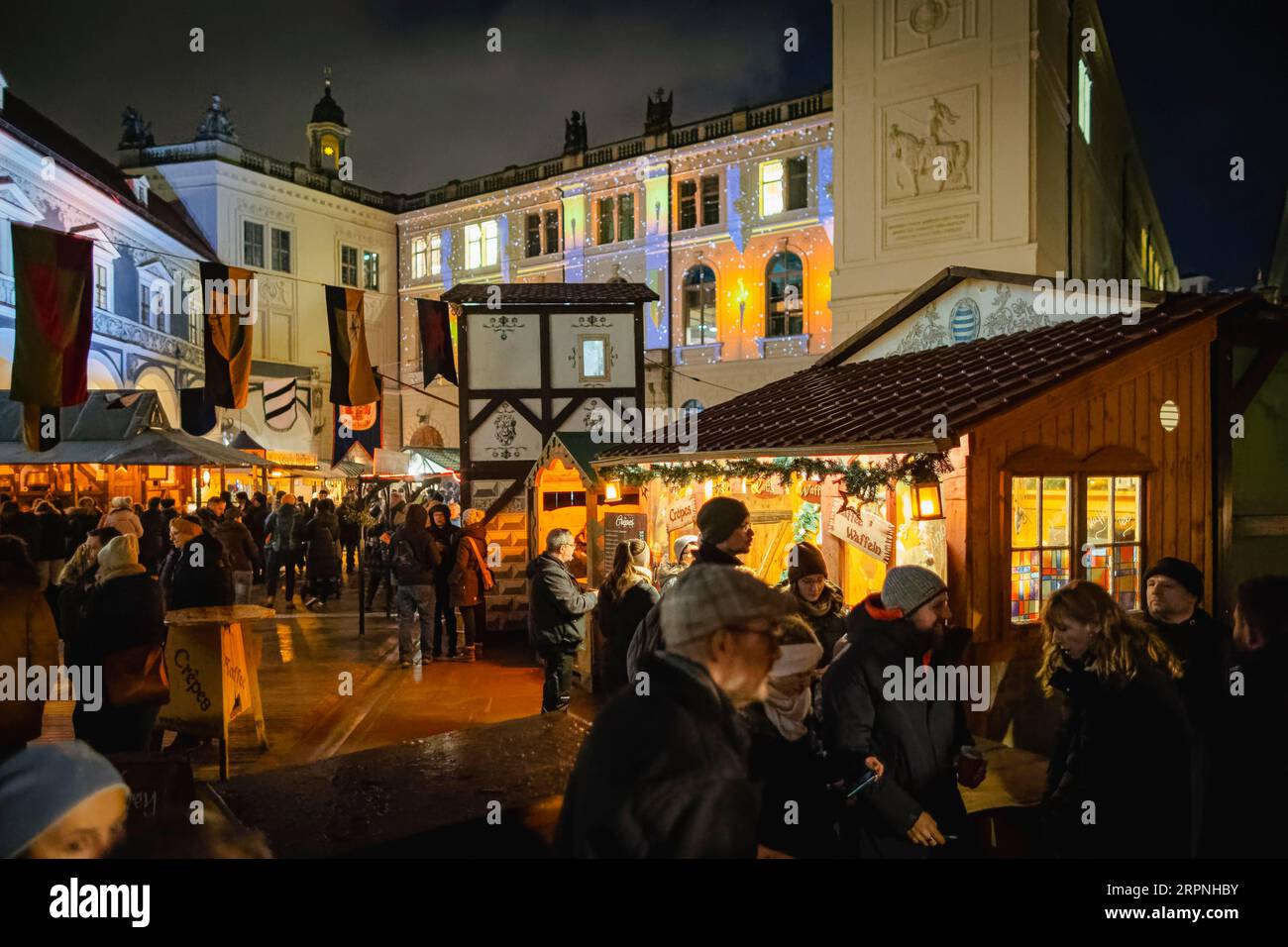 Medieval Christmas market in the stable yard of Dresden's