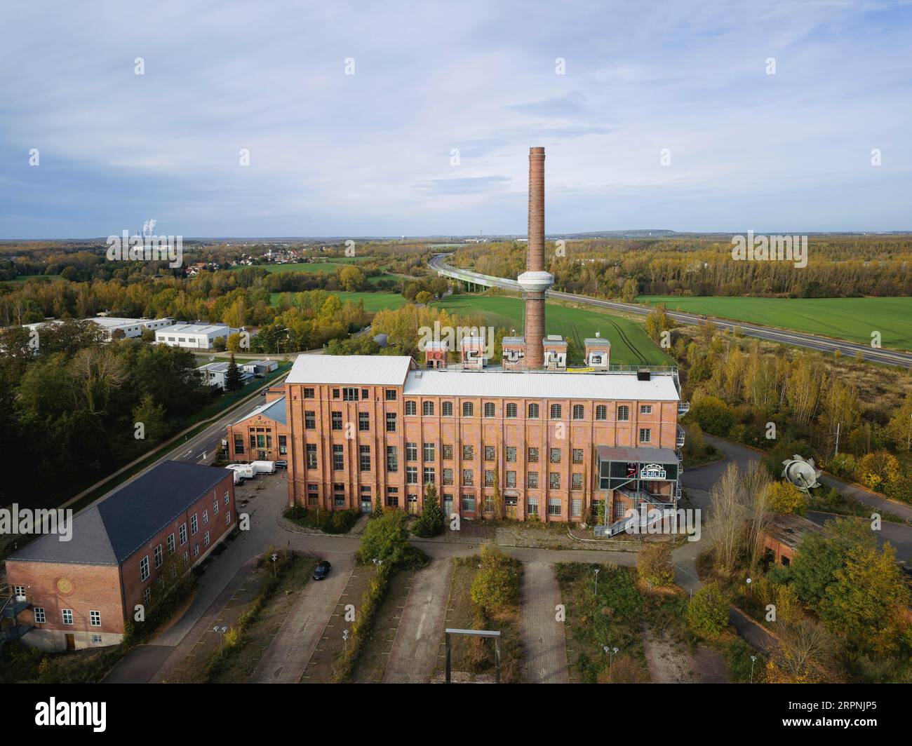 The briquette factory is a piece of the region's industrial history. Coal from the open-cast mine in Wyhra used to be processed into briquettes here. Stock Photo